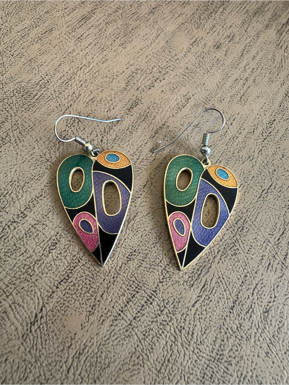 Vintage 1980s Geometric Rhombus Drop Earrings